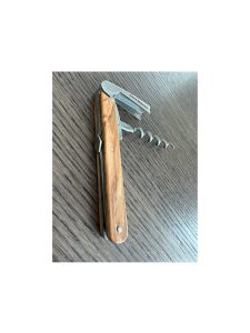 laguiole en aubrac sommelier deluxe waiter's corkscrew bras edition olivewood handle open flat 2